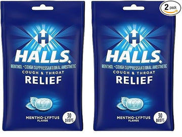 Halls Relief Mentho-Lyptus Cough Drops, 30 Drops (Pack of 2)