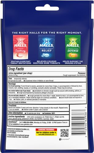 Halls Relief Mentho-Lyptus Cough Drops, 30 Drops (Pack of 2)