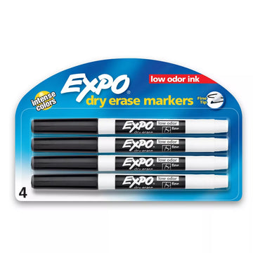 Expo 4pk Dry Erase Markers Fine Tip Black