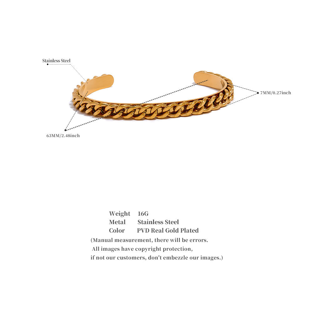Personality Twist Open Bracelet – Stainless Steel, Vacuum-Plated, European & American Fashion