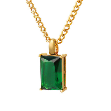 Exquisite Sugar Cube Zirconium Pendant Necklace – Stainless Steel, Non-Fading Fashion Sweater Chain for Women