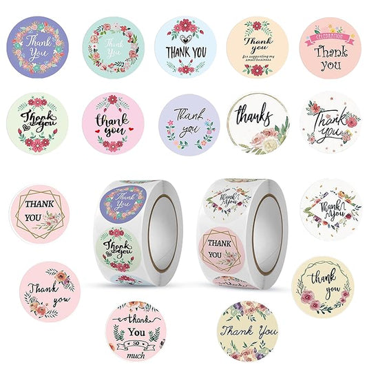 Self-Adhesive Thank You Stickers, Floral Cute Closure Tags, Thank You Stickers for Small Business, Wedding Decoration