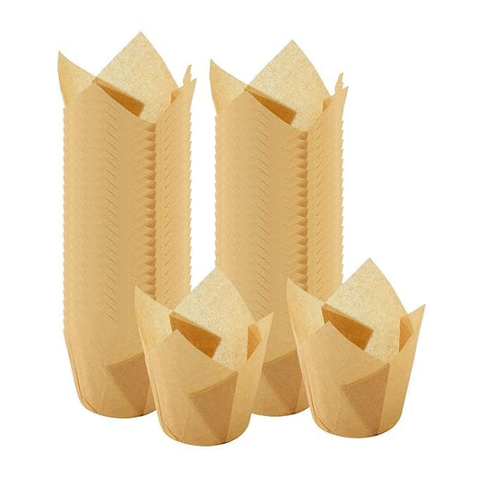 Tulip Muffin Paper Baking Cups –Oil-Proof Cupcake Liners with Stripe Pattern for Weddings, Birthdays, Baby Showers, Parties, and Baking(100Pcs)