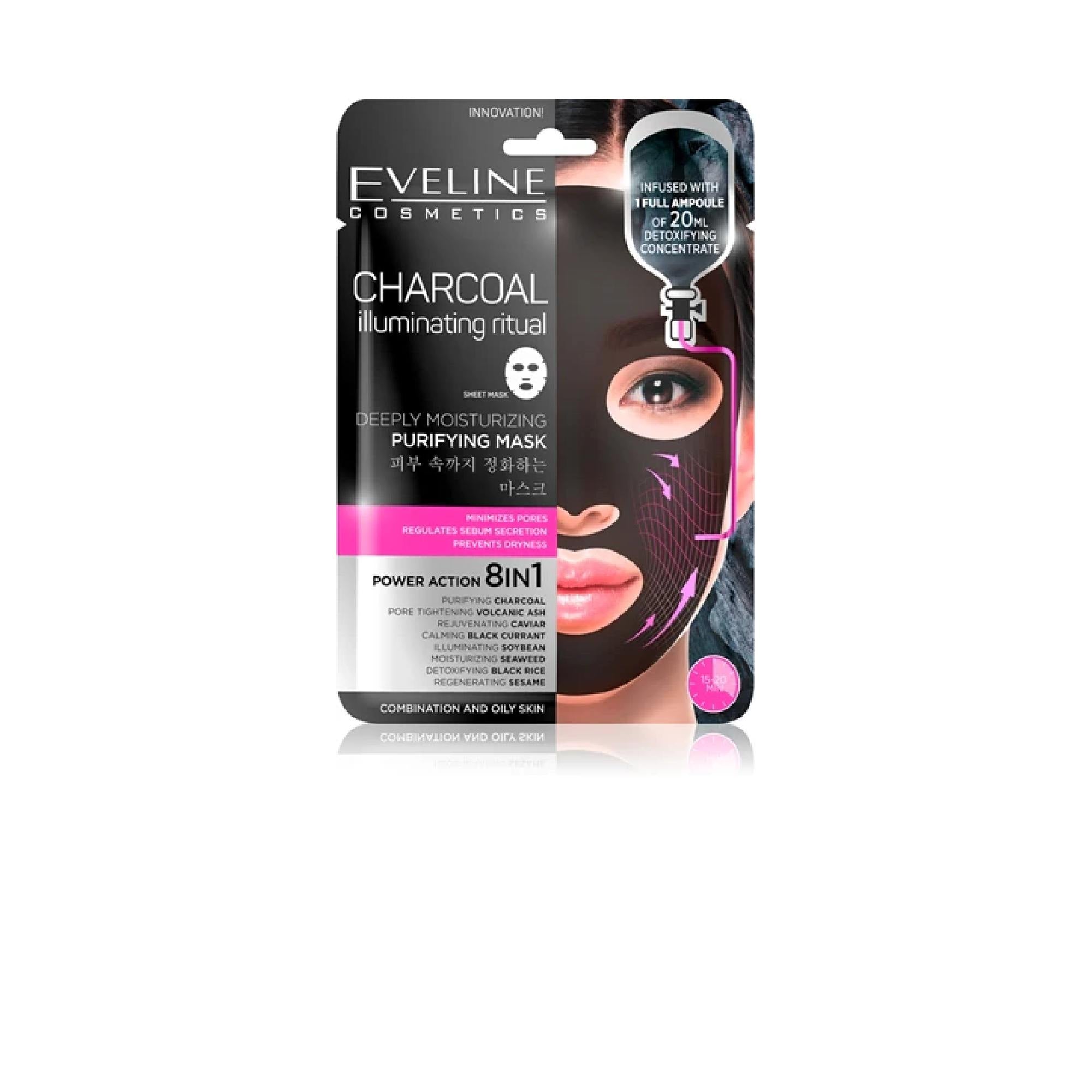 Eveline Cosmetics Charcoal Illuminating Ritual Super Hydrating Cleansing Sheet Mask