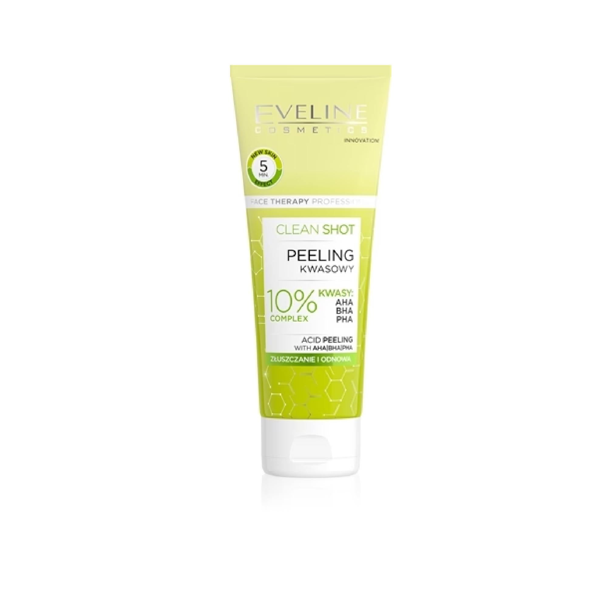 Eveline Cosmetics Clean Shot 10% Complex Of Aha, Bha And Pha Gentle Scrub To Treat Skin Imperfections
