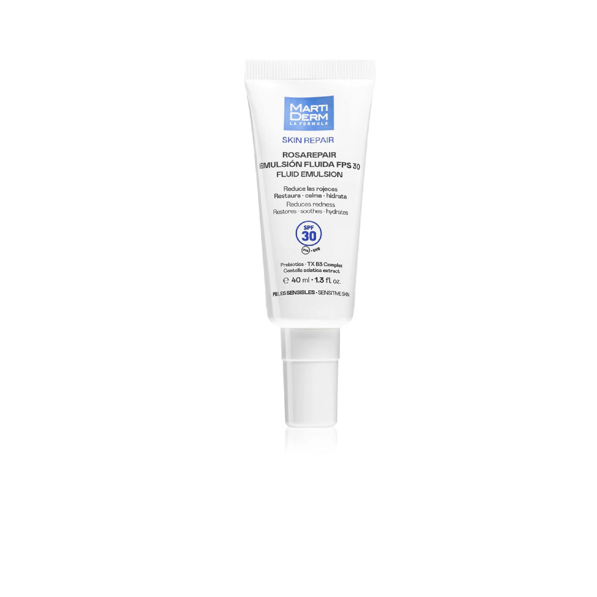 Martiderm Skin Repair Rosarepair Fluid Emulsion Spf 30 Moisturising Fluid Against Redness