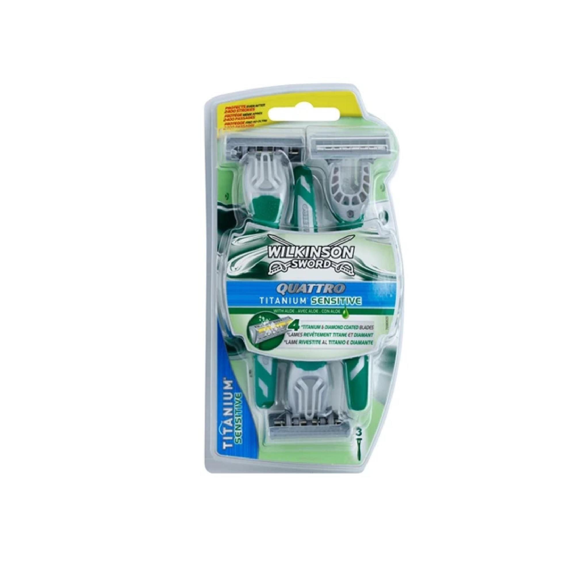 Wilkinson Sword Quattro Titanium Sensitive Disposable Razors 3 Pcs