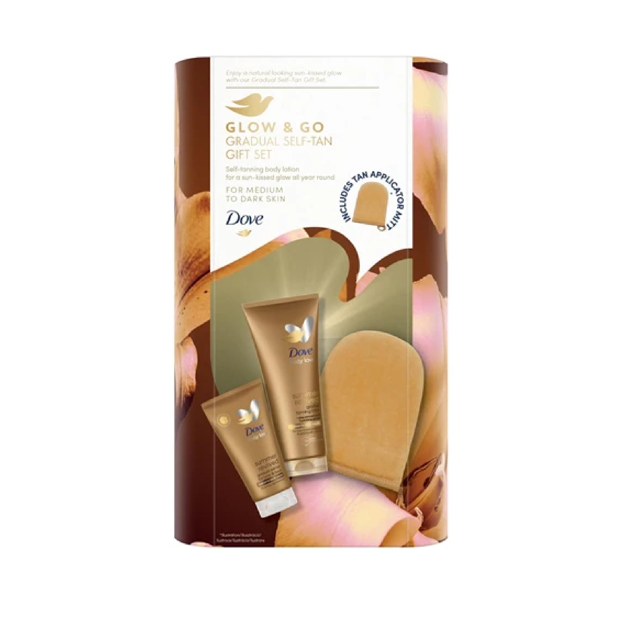Dove Glow & Go Gradual Self-Tan Gift Set Perfect Tanning Set For Women