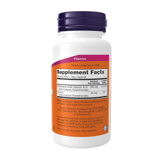 Now Supplements, Pantothenic Acid (Vitamin B-5) 500 Mg, B-Complex Vitamin, 100 Capsules