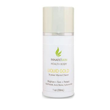 Liquid Gold Vitamin C Serum with Hyaluronic Acid, Gold Peptides and Artic Marine. Vitamin C for Face. Skin brightening serum for face, 1   pump by Innate Skin Health Body