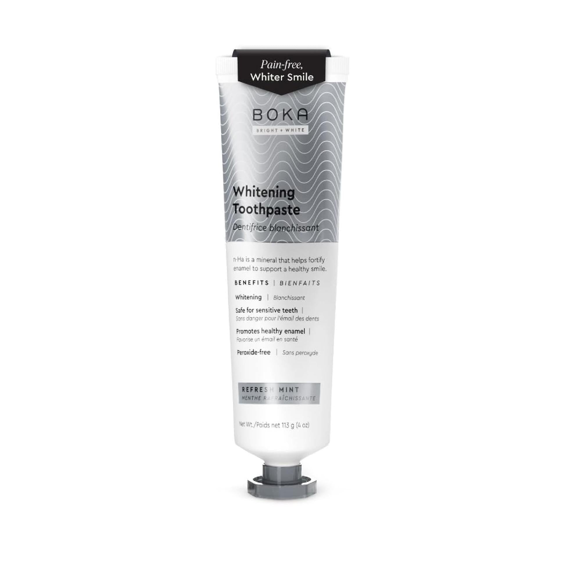 Boka Fluoride Free Toothpaste - Nano Hydroxyapatite, Remineralizing, Sensitive Teeth, Whitening - Dentist Recommended For Adult, Kids Oral Care - Refresh Mint Flavor, 4 Fl Oz 1Pk
