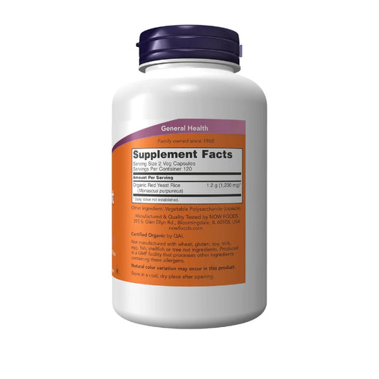 NOW Supplements, Red Yeast Rice 600 mg, Made with Organic Red Yeast Rice, 240 Veg Capsules