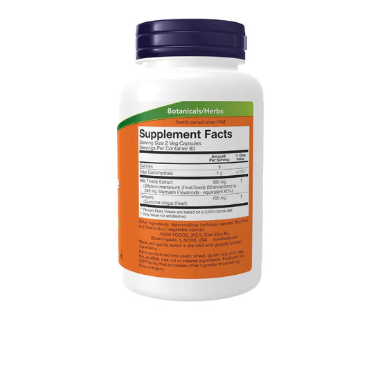 Now Foods Supplements, Silymarin Milk Thistle Extract 150 Mg With Turmeric, Supports Liver Function*, 120 Veg Capsules
