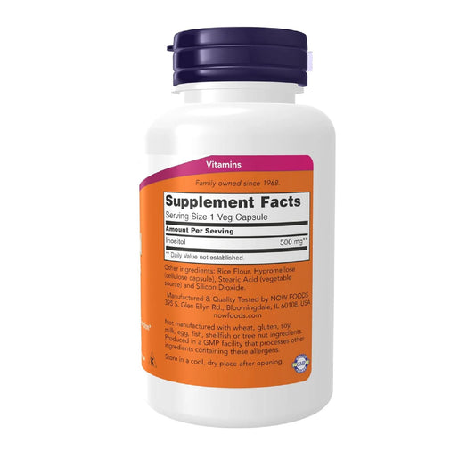 Now Foods Supplements, Inositol 500 Mg, Healthy Membrane Function*, Cellular Health*, 100 Veg Capsules