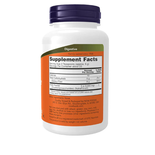 Now Foods Supplements, Nutraflora Fos (Fructooligosaccharides) Pure Powder, Prebiotic Fiber, 4-Ounce