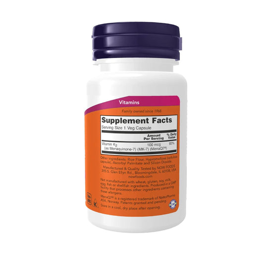 Now Foods Supplements, Mk-7 Vitamin K-2 100 Mcg, Cardiovascular Support*, Supports Bone Health*, 60 Veg Capsules