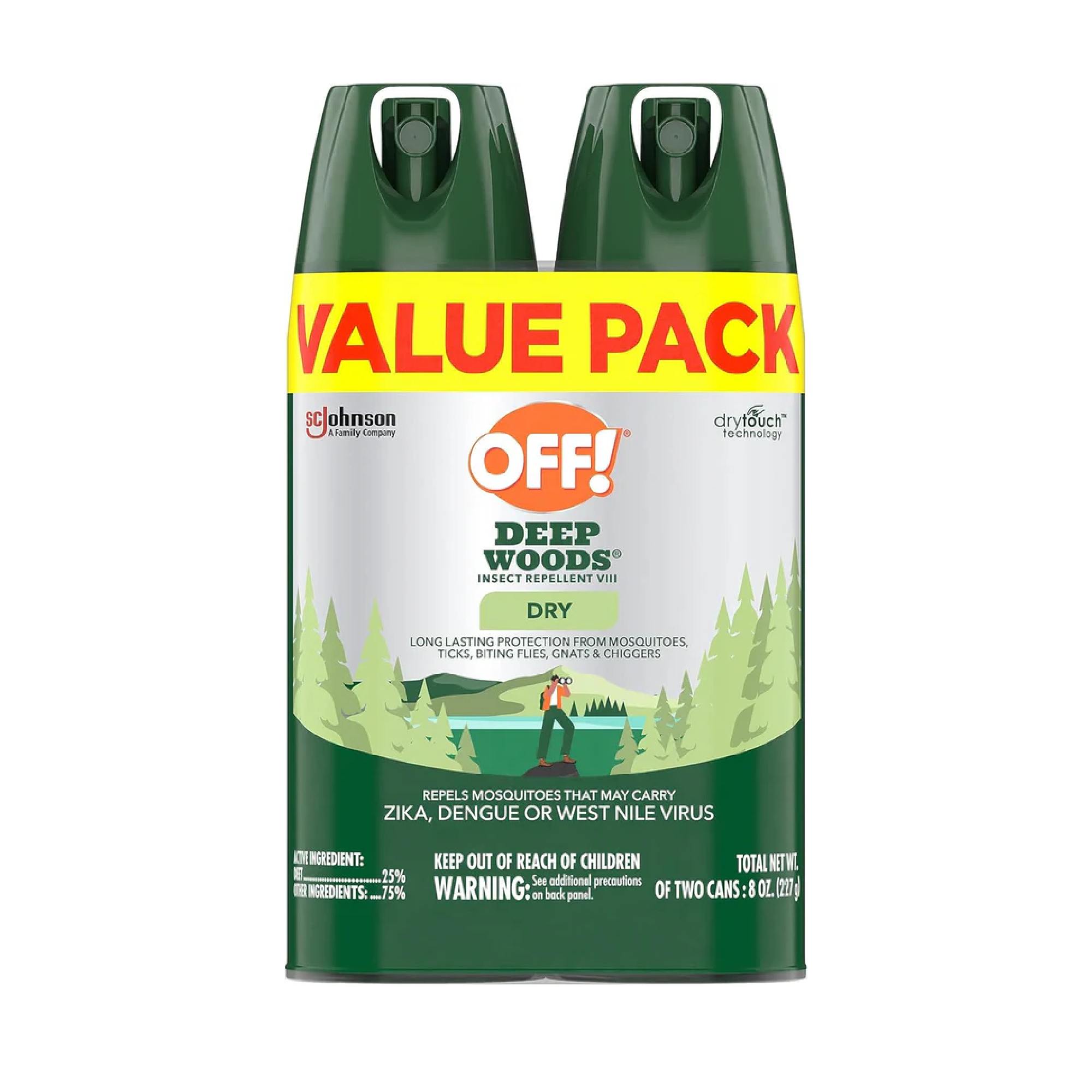Off! Deep Woods Insect Repellent Aerosol, Dry, Non-Greasy Formula, Bug Spray With Long Lasting Protection From Mosquitoes, 4 Oz, 2 Count