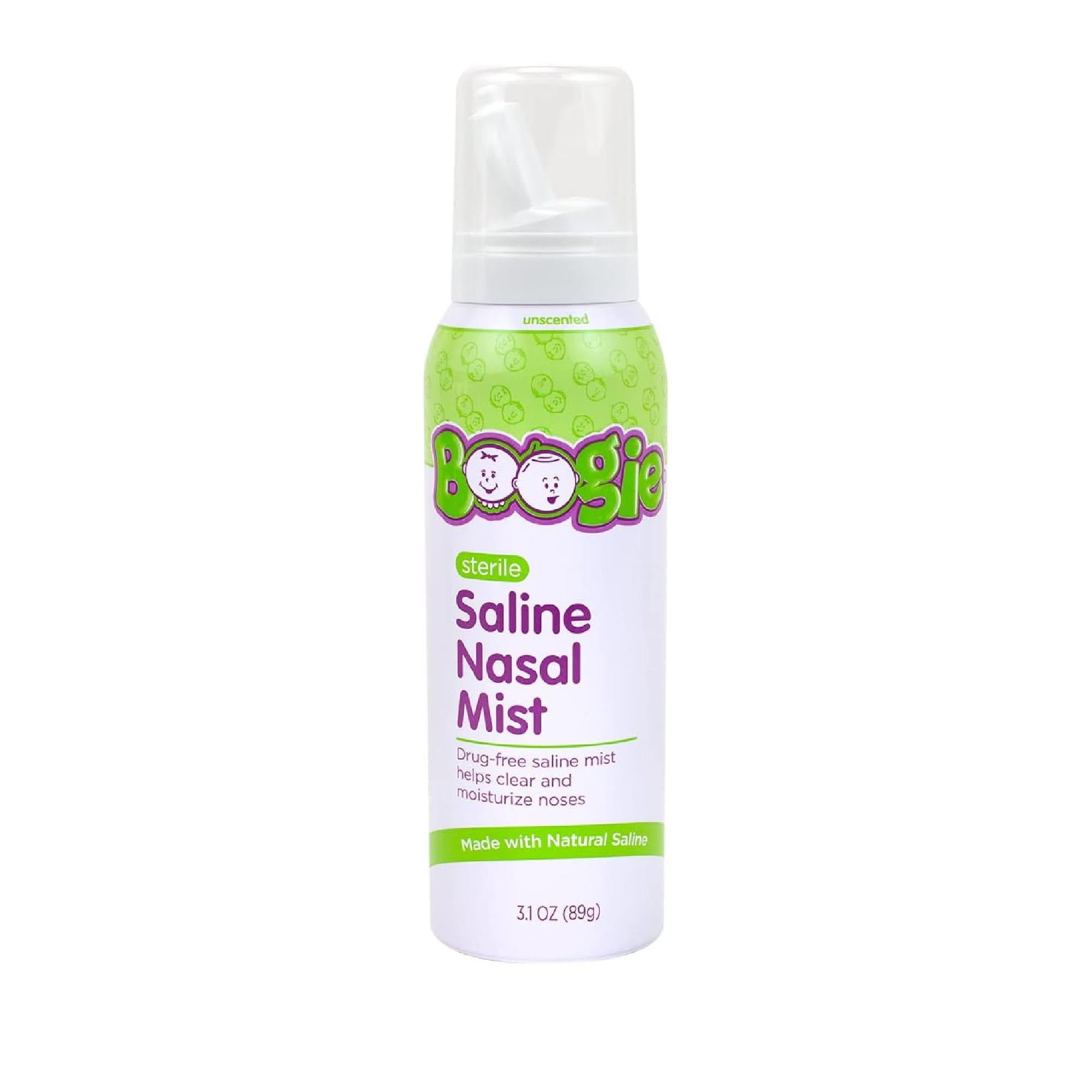 Boogie Baby Saline Nasal Spray Mist – Gentle, Non-Medicated Nasal Moisturizing & Cleansing for Babies, Unscented, 3.1 oz