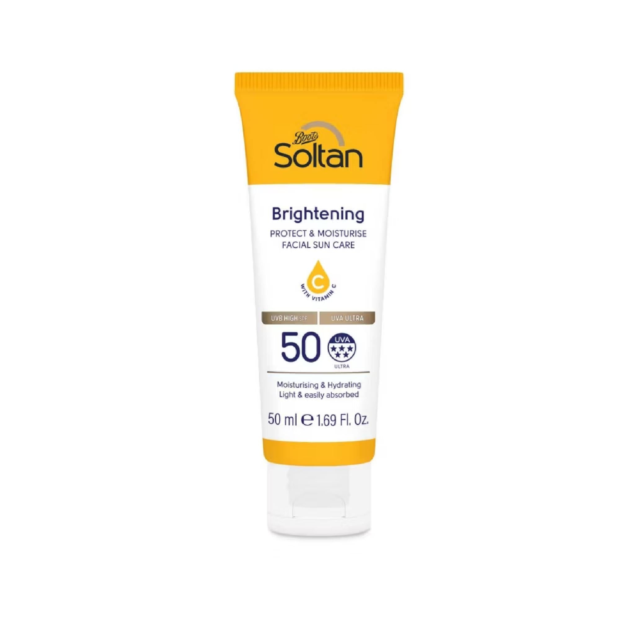 Soltan Brightening Protect & Moisturise Facial Sun Care Spf50 | 50Ml | Advanced Uva & Uvb Protection | Hydrating & Glow-Enhancing Sunscreen