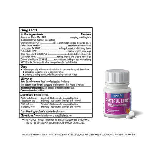 Hyland'S Naturals Restful Legs Nighttime Pm Tablets, 50 Count