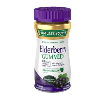 Nature'S Bounty Elderberry Gummies, Immune Support, Contains Vitamin A, C, D, E And Zinc, 40 Gummies