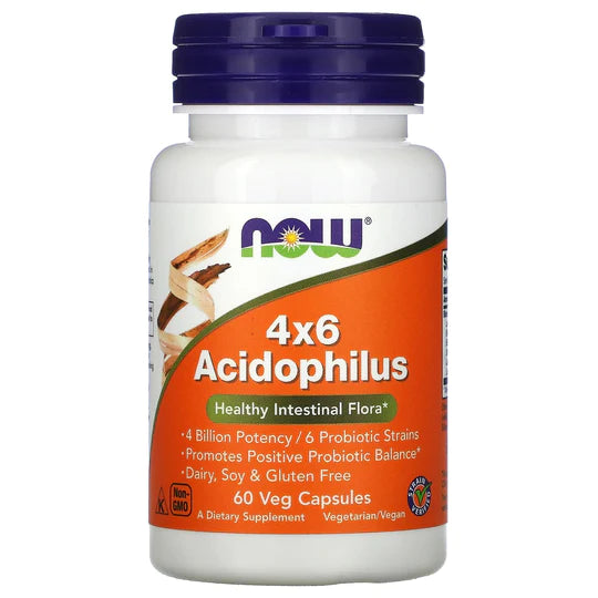 Now Foods, Acidophilus 4 X 6, 60 Capsules