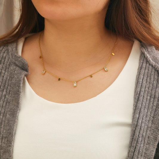High-End Retro Zircon Necklace  – Light Luxury Titanium Steel Jewelry for Women