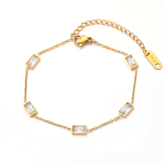 Luxury Rhinestone Clavicle Zircon Bracelet – Titanium Steel Jewelry