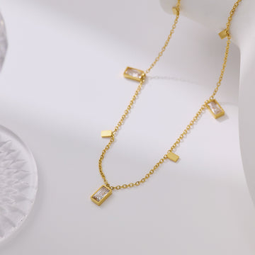 High-End Retro Zircon Necklace  – Light Luxury Titanium Steel Jewelry for Women