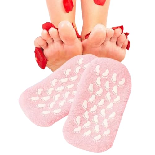 Silicone Gel Heel Moisturizing Socks – Cracked Heel Repair Spa Socks with Vitamin E & Essential Oils, Non-Slip Foot Care Socks for Dry