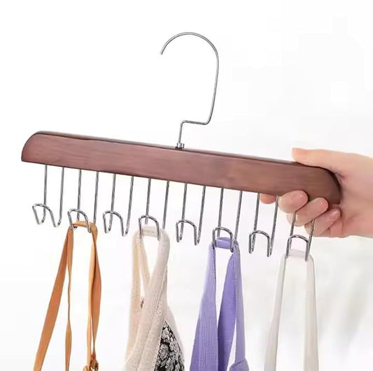 Wooden Hanger with 8 Adjustable Hooks - Perfect for Wardrobe & Cupboard Organization- Pack of 2