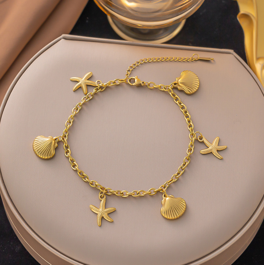 Women’s Stainless Steel Anklet – Retro 18K Gold Plated Figaro & Box Chain Foot Jewelry