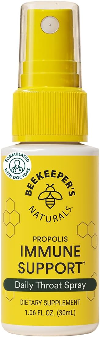 Propolis Throat Spray by Beekeeper's Naturals - 95% Bee Propolis Extract, Natural Immune Support & Sore Throat Relief - Antioxidants, Keto, Paleo, Gluten-Free (1.06 oz)