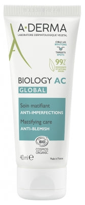 A-Derma Biology Ac Global Mattifying Care Anti-Blemish Organic 40Ml