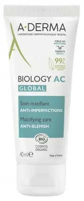 A-Derma Biology Ac Global Mattifying Care Anti-Blemish Organic 40Ml