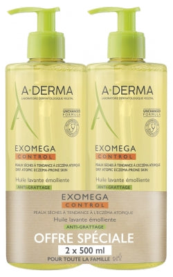 A-Derma Exomega Control Emollient Cleansing Oil Anti-Scratching 2 X 500Ml