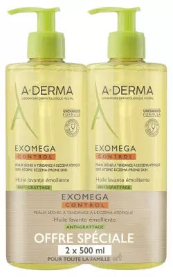 A-Derma Exomega Control Emollient Cleansing Oil Anti-Scratching 2 X 500Ml