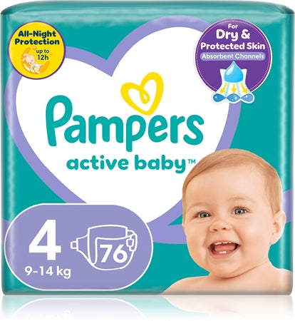 Pampers Active Baby Size 4 Disposable Nappies