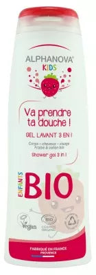 Alphanova Kids Go Take Your Shower! Shower Gel 3In1 Organic Strawberry & Cotton 250Ml