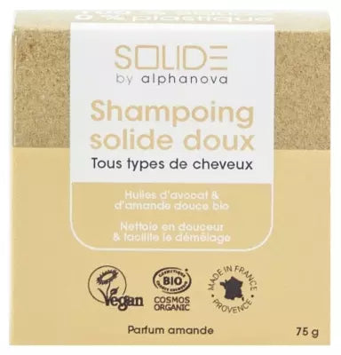 Alphanova Solide Gentle Solid Shampoo Almond Perfume Organic 75G