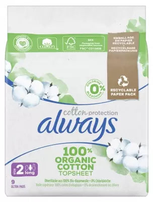 Always Cotton Protection 9 Sanitary Napkins Size 2 Long