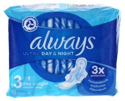 Always Ultra Day & Night 10 Sanitary Napkins Size 3