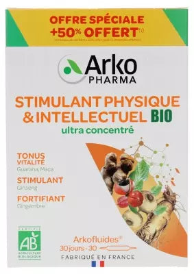 Arkopharma Arkofluides Organic Physical And Intellectual Stimulant 30 Phials Special Offer