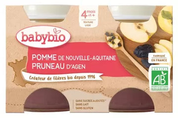 Babybio Apple Prune 4 Months And + Organic 2 Pots Of 130G