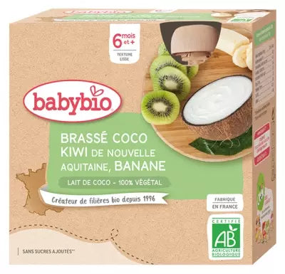 Babybio Brewed Vegetable Coconut Kiwi Banana 6 Months And + Organic 4 Gourds Of 85G