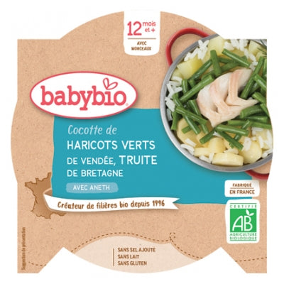 Babybio Green Beans Trout Casserole 12 Months And + Organic 230G