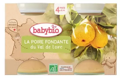 Babybio La Poire Fondante 4 Months And + Organic 2 Jars Of 130 G