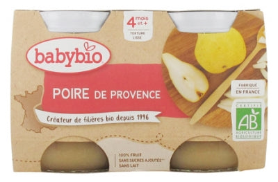 Babybio Pear 4 Months And + Organic 2 Pots Of 130G