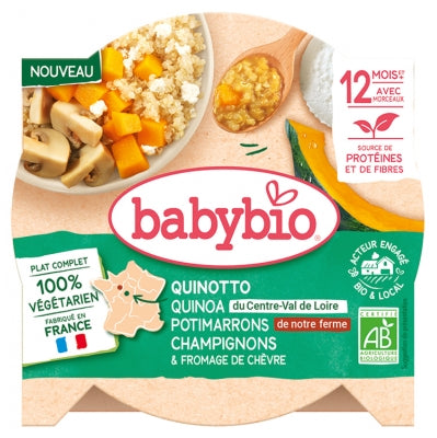 Babybio Quinotto Quinoa Potimarrons Champignons Fromage De Chèvre 12 Mois Et + Bio 230 G