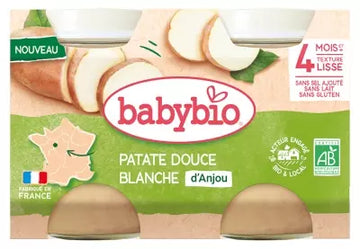 Babybio White Sweet Potato 4 Months And + Organic 2 X 130 G Jars